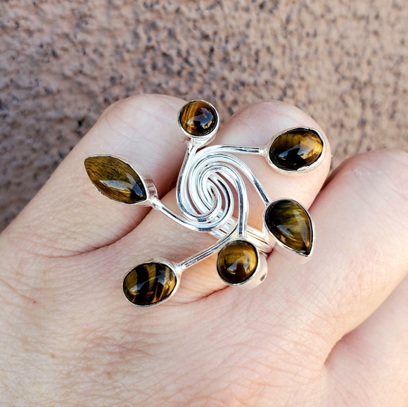 New Twisted Tiger Eye 925 Silver Ring. - Picture 7 of 16